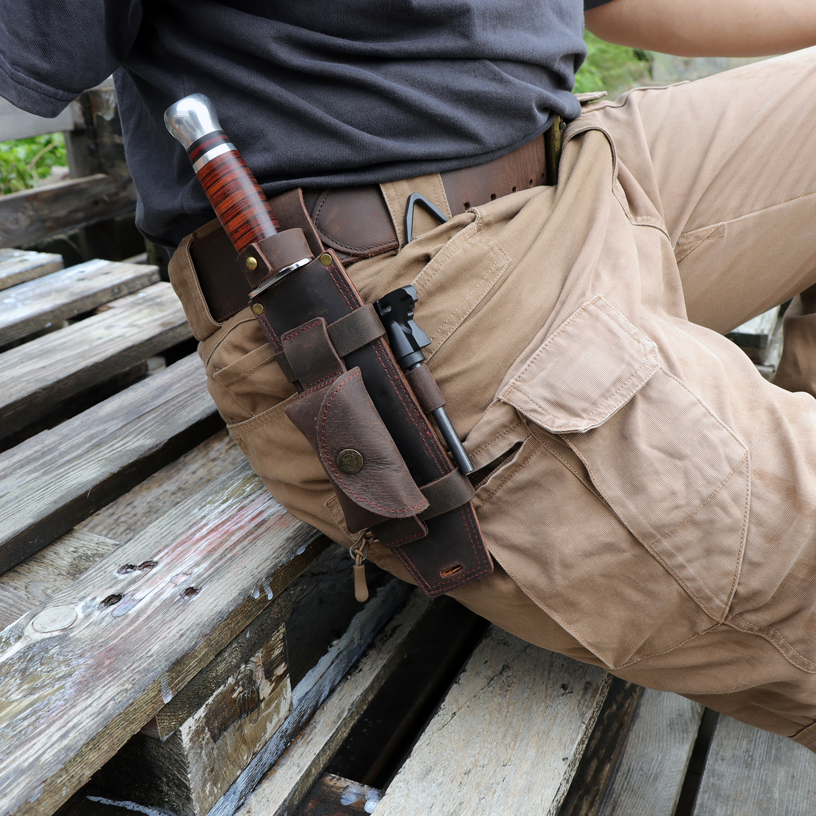 Tourbon Camping Leather thKnif - مراجعة Bushcraft Knife Fixed وسعره