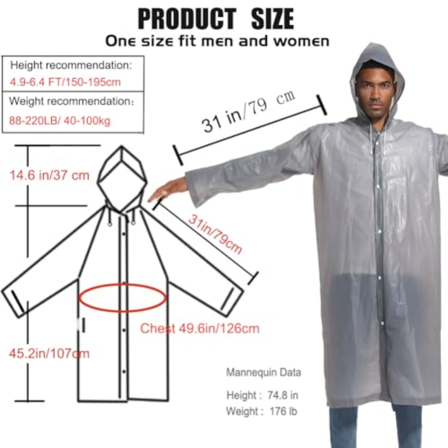 Rain Ponchos for Adults Rainco - مراجعة Emergency Poncho Rain وسعره
