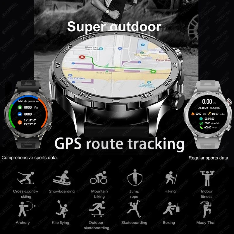 New GPS Track Smart Watch Men  - مراجعة Compass Lensatic وسعره