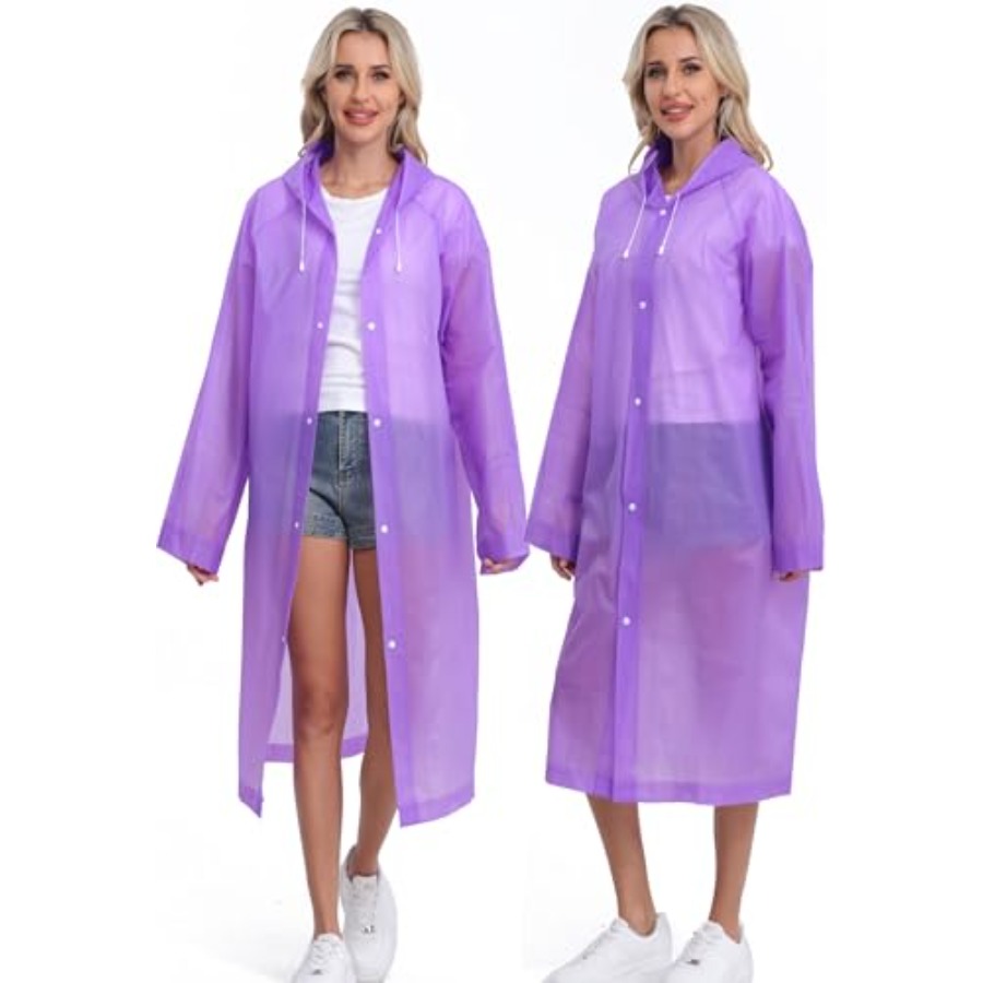 2-Pack Reusable Rain Ponchos f - مراجعة Emergency Poncho Rain وسعره