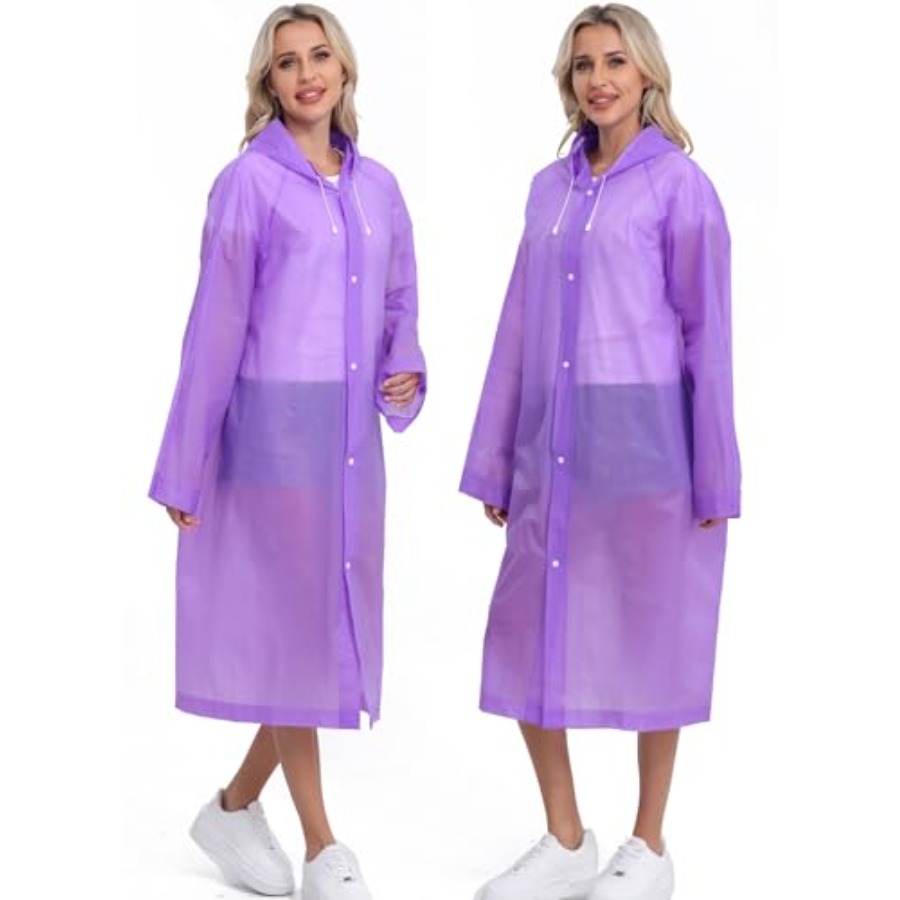 2-Pack Reusable Rain Ponchos f - مراجعة Emergency Poncho Rain وسعره