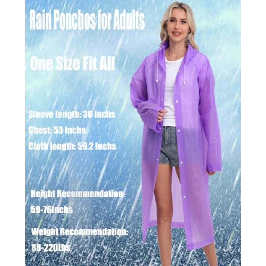 2-Pack Reusable Rain Ponchos f - مراجعة Emergency Poncho Rain وسعره
