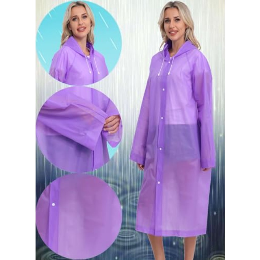 2-Pack Reusable Rain Ponchos f - مراجعة Emergency Poncho Rain وسعره