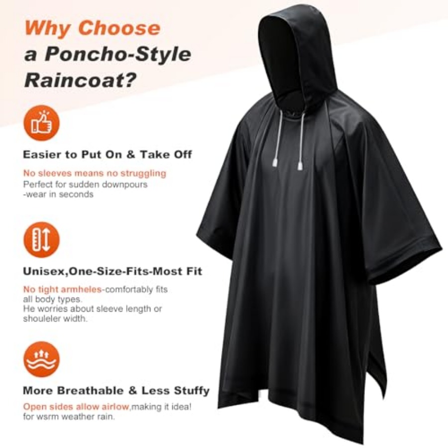 8 Pack Hooded Rain Ponchos for - مراجعة Emergency Poncho Rain وسعره