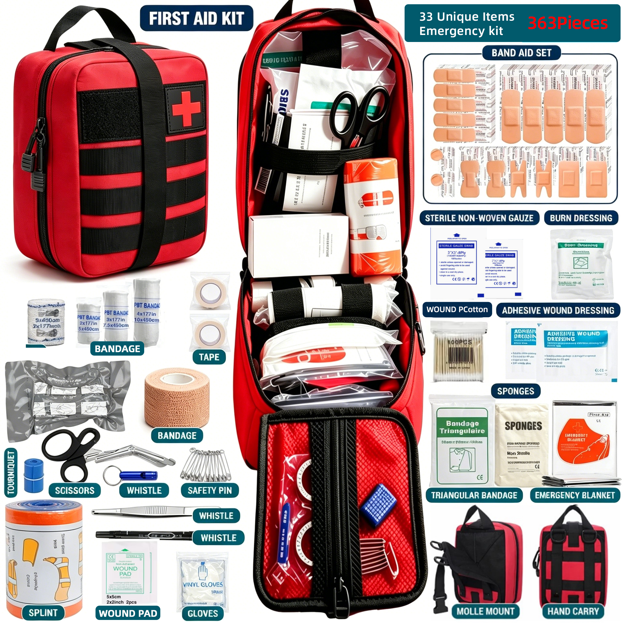 363pcs First Aid Kit Bag All P - مراجعة Bivy Bag Emergency وسعره
