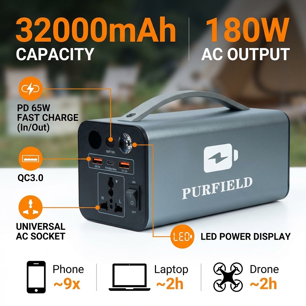 180W Outdoor Power Station 320 - مراجعة Solar Emergency Charger وسعره