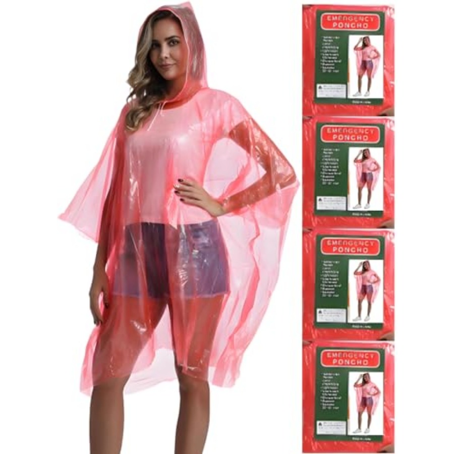 4/6/12 Pack Disposable Rain Po - مراجعة Emergency Poncho Rain وسعره