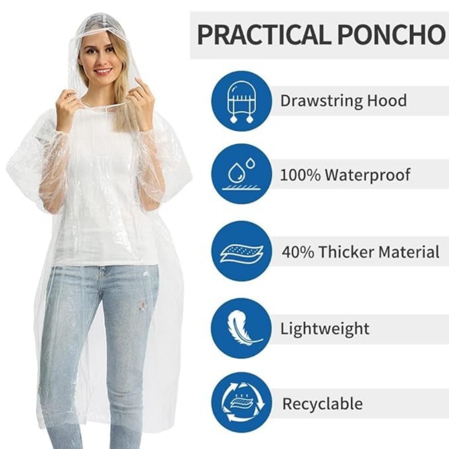 5/10/20 Pack Rain Ponchos, Dis - مراجعة Emergency Poncho Rain وسعره