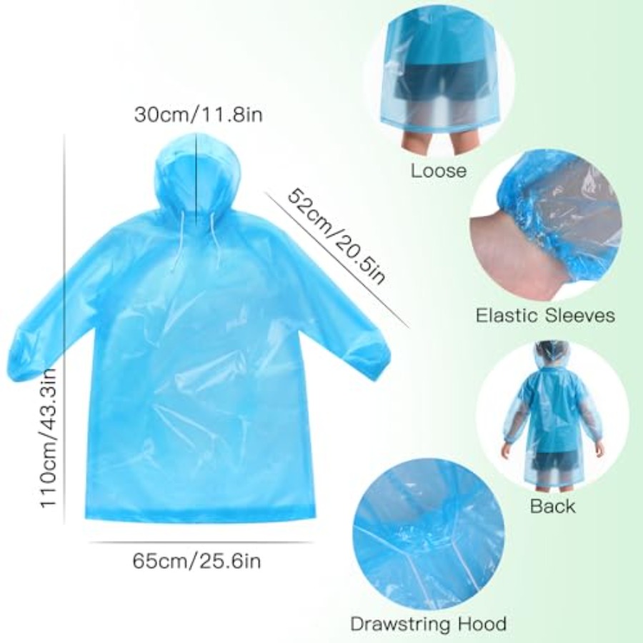 GAOHUI 4/6 Pack Disposable Rai - مراجعة Emergency Poncho Rain وسعره