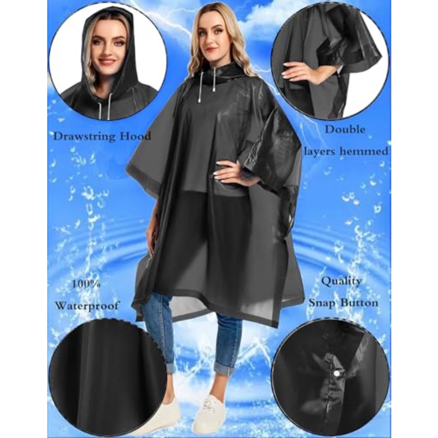 2 Pack Rain Ponchos for Adults - مراجعة Emergency Poncho Rain وسعره