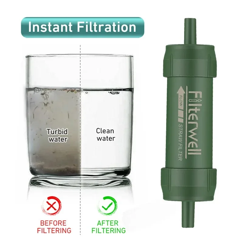 1PC Outdoor Mini Water Filter  - مراجعة Water Purification Straw وسعره