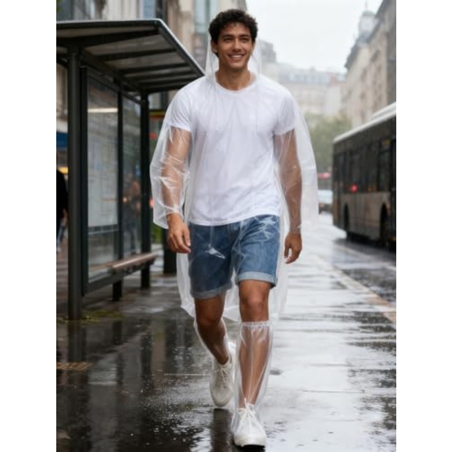 Disposable Rain Ponchos for Ad - مراجعة Emergency Poncho Rain وسعره
