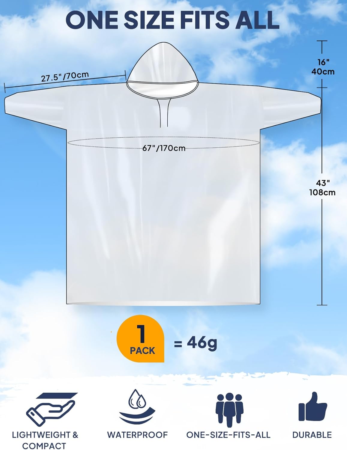 Disposable Rain Poncho for Adu - مراجعة Emergency Poncho Rain وسعره