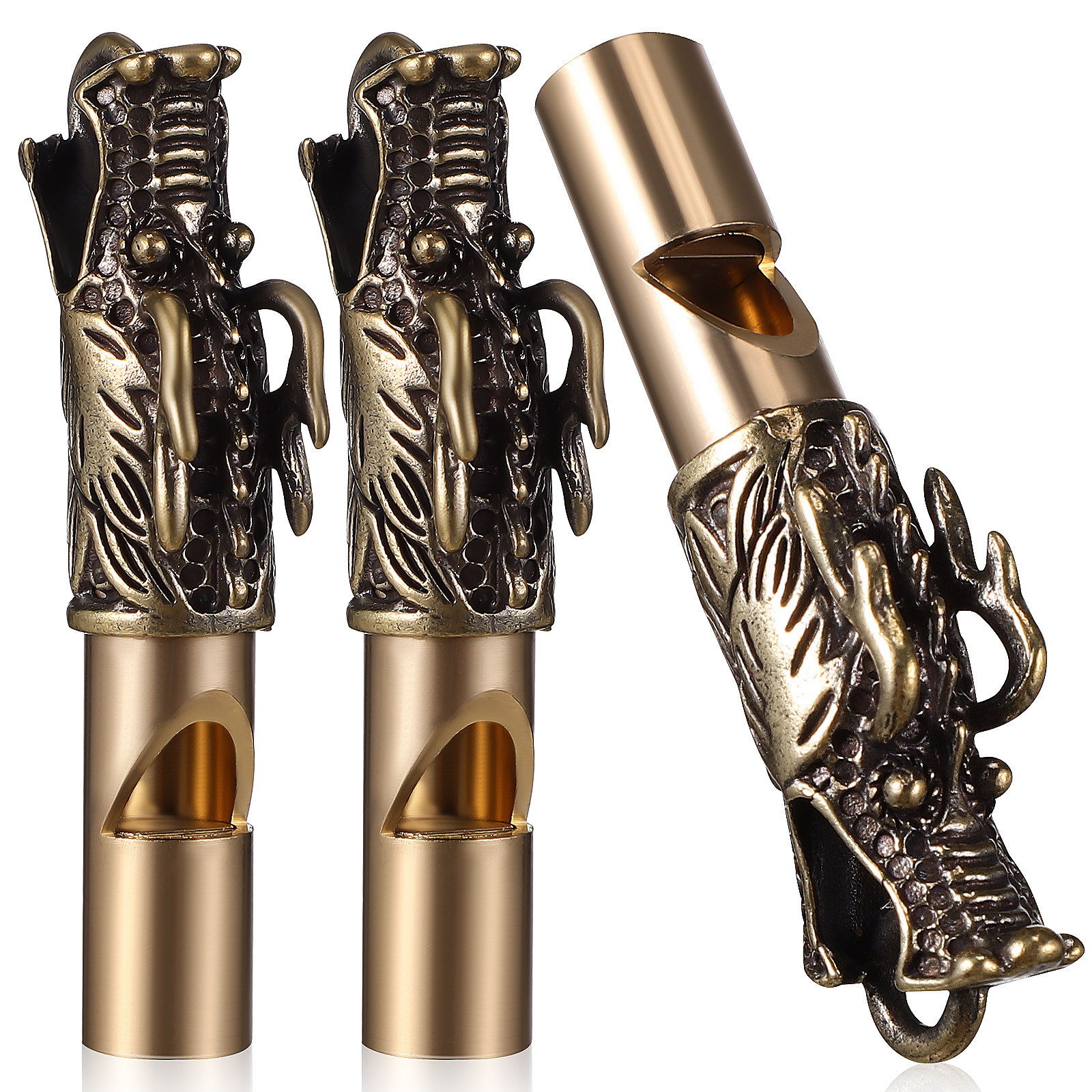 3Pcs Dragon Whistles Brass Ret - مراجعة Emergency Whistle Loud وسعره