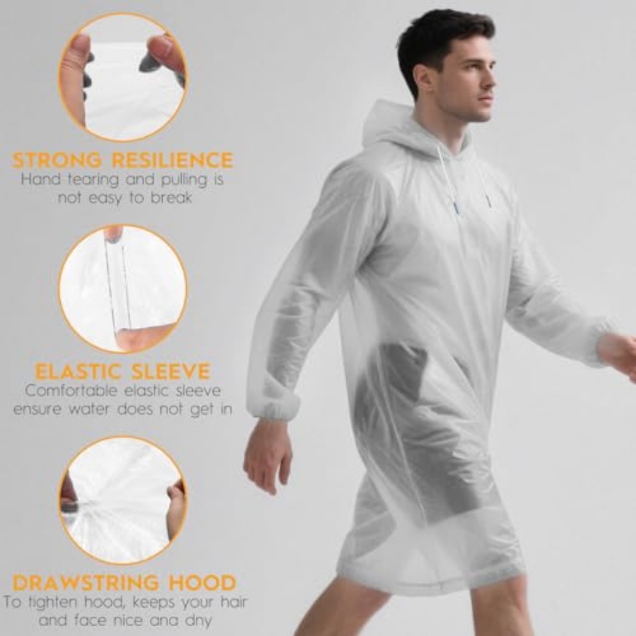 and and Disposable Rain Poncho - مراجعة Emergency Poncho Rain وسعره
