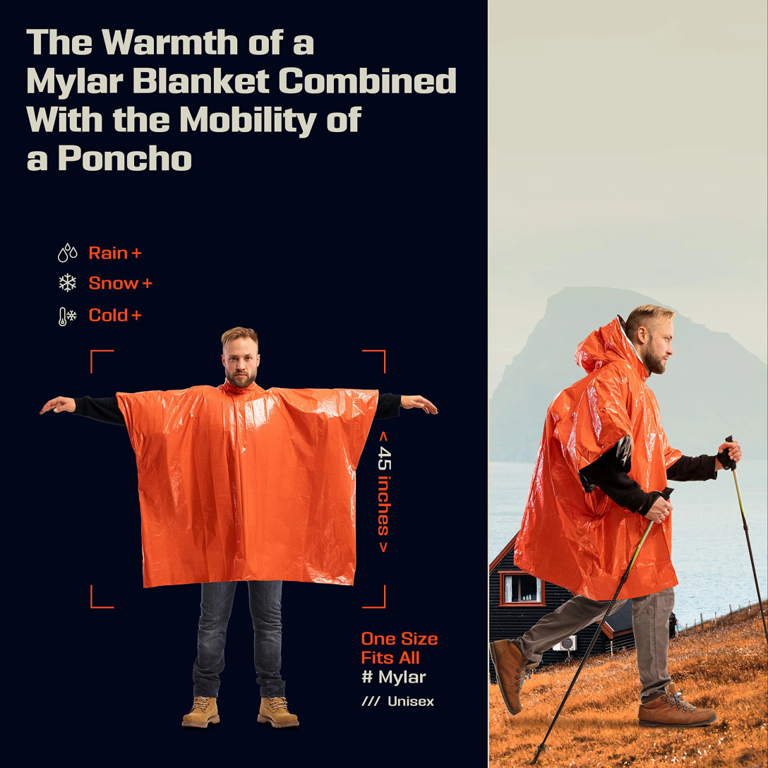 Emergency Rain Poncho with Hoo - مراجعة Emergency Mylar Tent وسعره